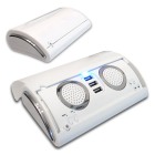 Радио-FM, функция IPod/MP3 спикер, USB-разветвитель на 3 порта, автоматическая крышка. Питание от USB или от батареек. 